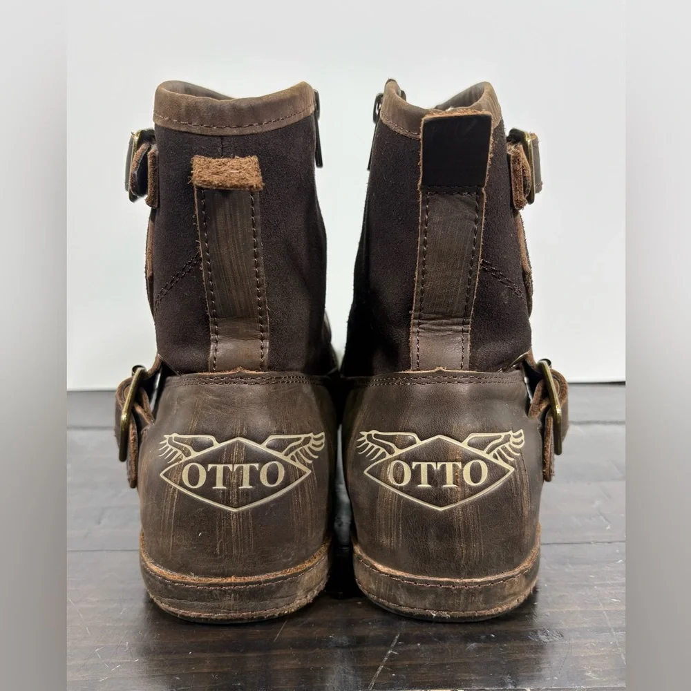 OSSTONE Leather Moto Boots Style OS-5008-1-DA1B1- LIKE NEW 